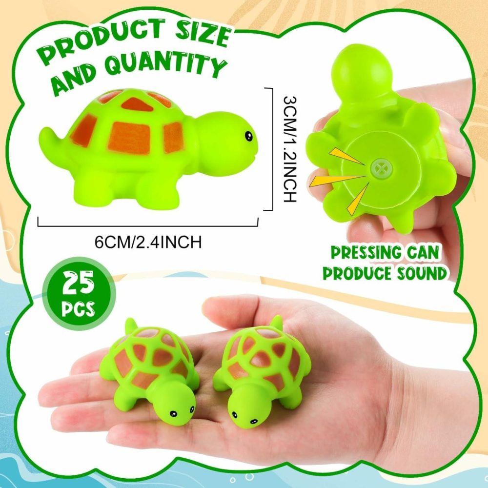 25Pcs Mini Rubber Turtle Green Floating Squeaky Sea Turtle Rubber Bath Toy  Cute Screaming Sound Rubber Turtle Bulk For Bath Shower Swimming Pool Birthday Beach Party Decor  |  Bath Toys All Toys Bath Toys