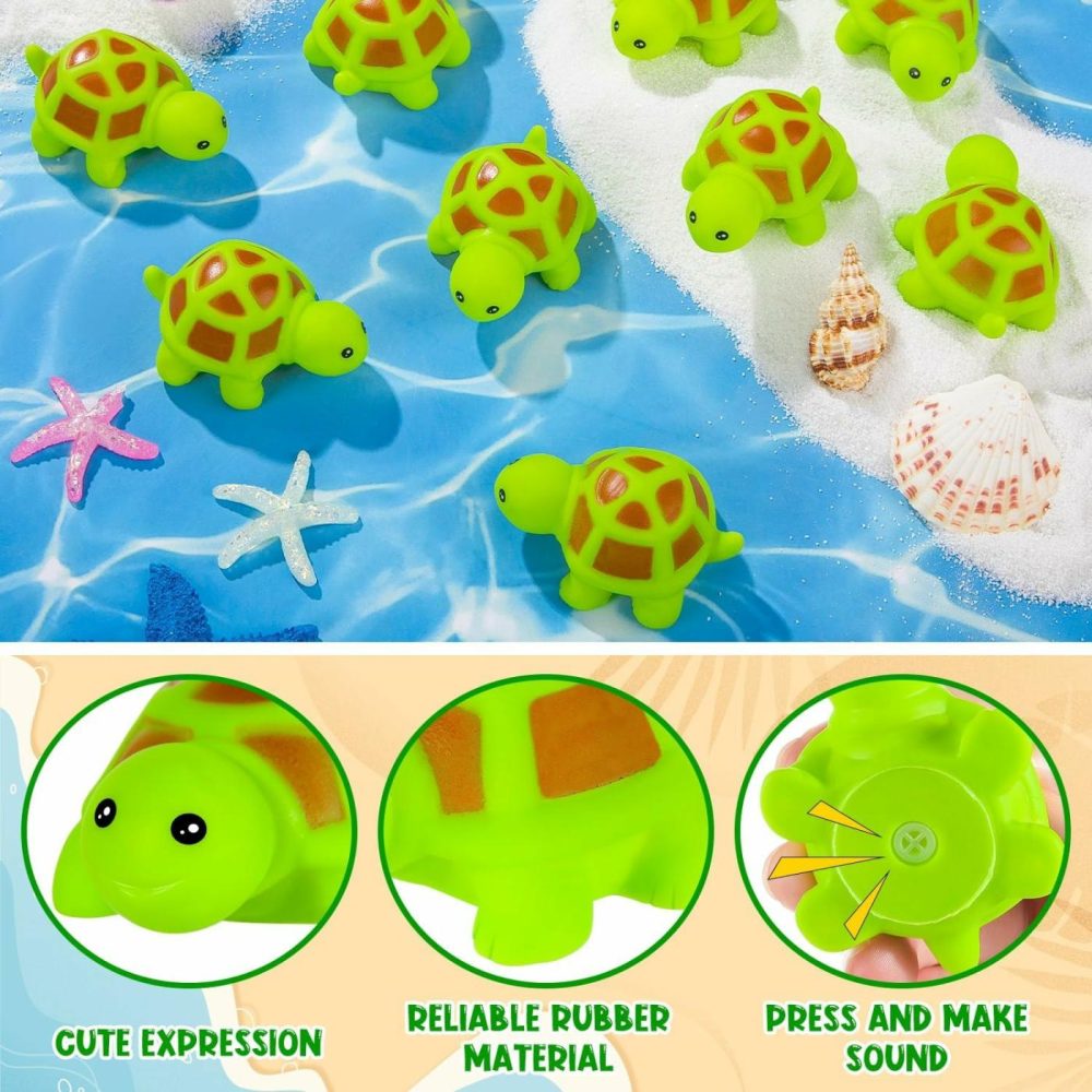 25Pcs Mini Rubber Turtle Green Floating Squeaky Sea Turtle Rubber Bath Toy  Cute Screaming Sound Rubber Turtle Bulk For Bath Shower Swimming Pool Birthday Beach Party Decor  |  Bath Toys All Toys Bath Toys