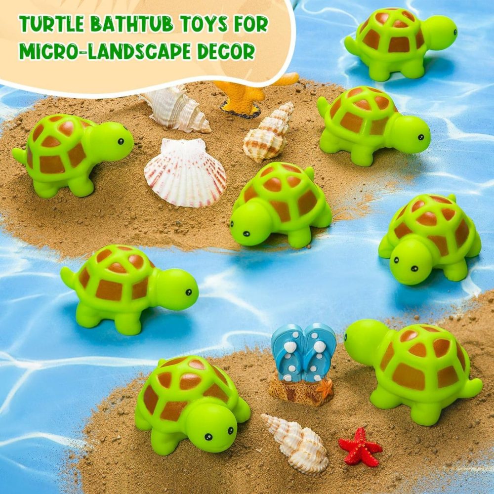 25Pcs Mini Rubber Turtle Green Floating Squeaky Sea Turtle Rubber Bath Toy  Cute Screaming Sound Rubber Turtle Bulk For Bath Shower Swimming Pool Birthday Beach Party Decor  |  Bath Toys All Toys Bath Toys