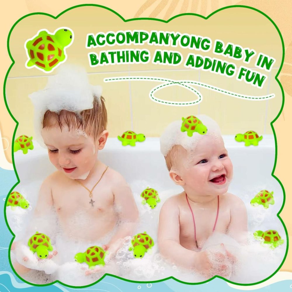 25Pcs Mini Rubber Turtle Green Floating Squeaky Sea Turtle Rubber Bath Toy  Cute Screaming Sound Rubber Turtle Bulk For Bath Shower Swimming Pool Birthday Beach Party Decor  |  Bath Toys All Toys Bath Toys