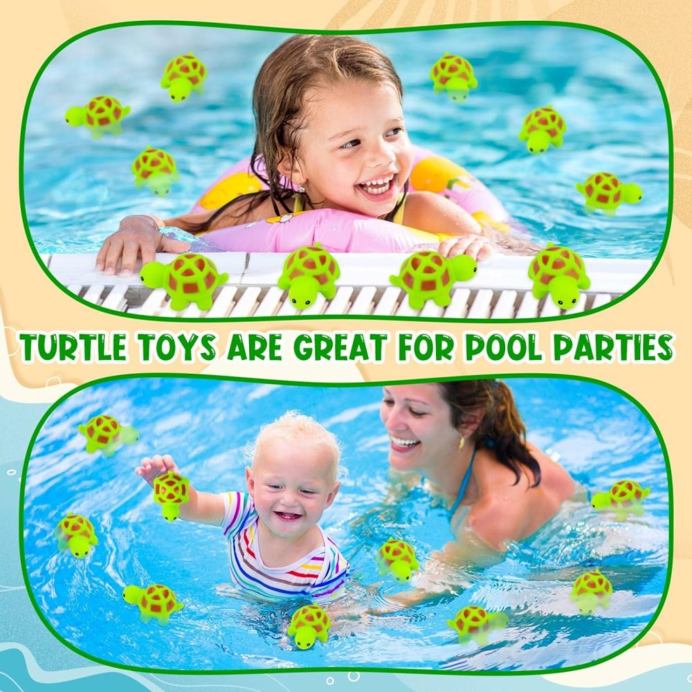 25Pcs Mini Rubber Turtle Green Floating Squeaky Sea Turtle Rubber Bath Toy  Cute Screaming Sound Rubber Turtle Bulk For Bath Shower Swimming Pool Birthday Beach Party Decor  |  Bath Toys All Toys Bath Toys