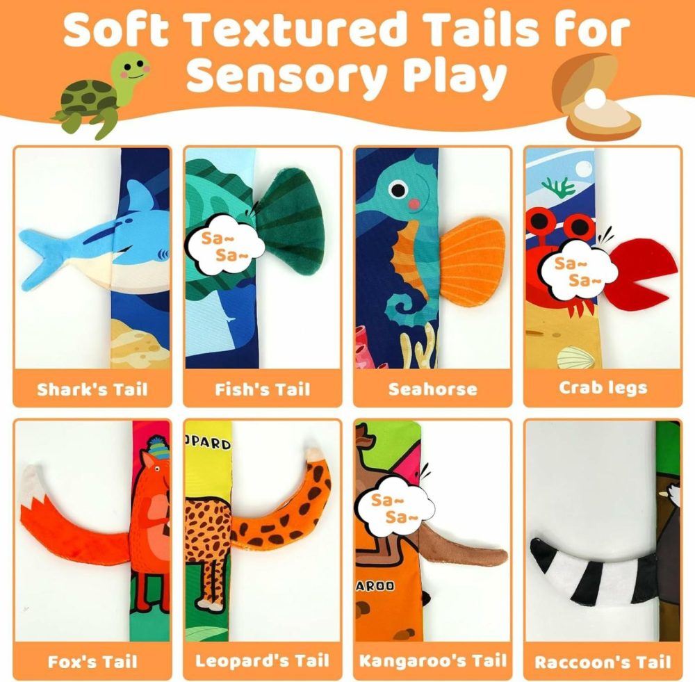 2Pcs Baby Books – Montessori Toys Cute Animal Theme Baby Cloth Books 6 To 12 Months  Soft Stuffed High Contrast Crinkle Infant Sensory Toys  Boys&Girls Kids Early Learning Gifts  |  Car Seat & Stroller Toys All Toys 2 Pack Baby Books