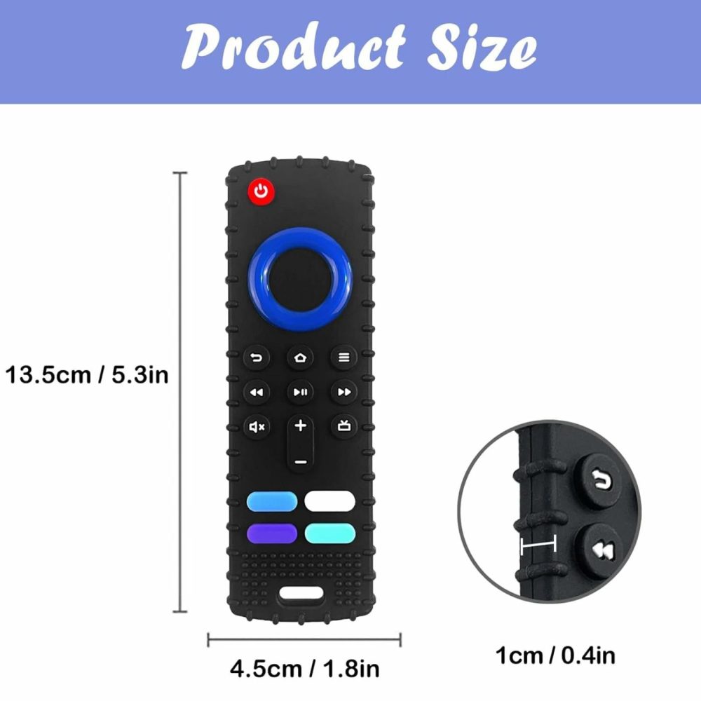 2Pcs Silicone Teething Toys  Remote Control Shape Teethers For Babies Remote Teething Toys  Silicone Tv Remote Teether Bpa Free/Refrigerator Safe  |  Teethers All Toys 2 Black