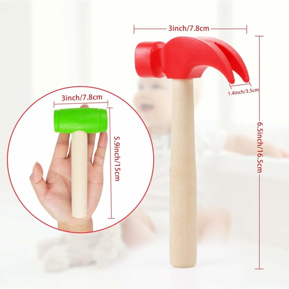 2Pcs Toy Hammer Simulation Wooden Hammers Small Plastic Toddler Claw Hammer Portable Kids Maintenance Tools Toys Pretend Play Fake Mallet Hammer For Boys Girls  |  Hammering & Pounding Toys All Toys Hammering & Pounding Toys