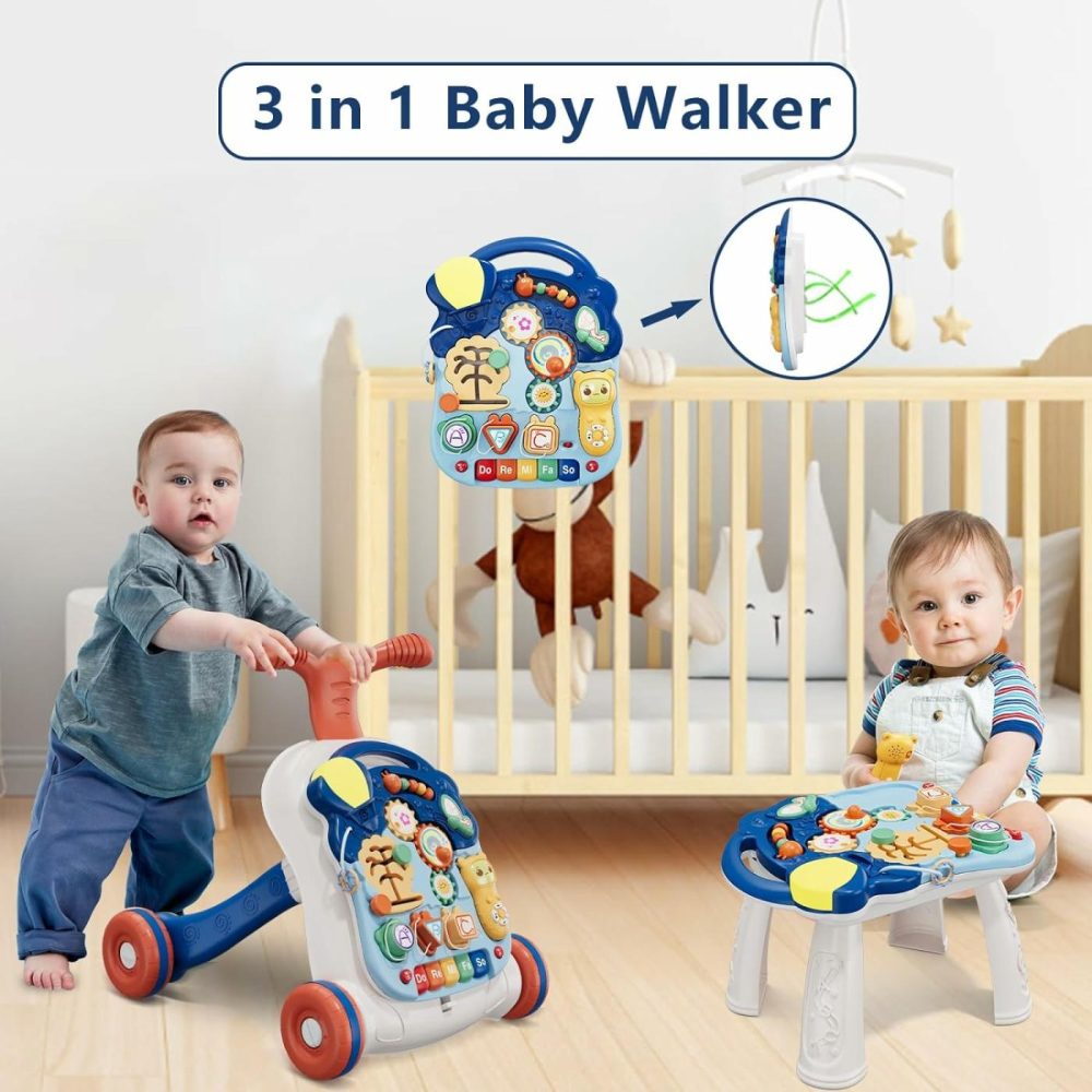 3 In 1 Baby Walkers For Boys,Toddler Learning To Walk  Sit To Stand Walker For Baby Boy  Early Learning Push Toy For Infant 12-18 Months Blue  |  Push & Pull Toys All Toys Navy Blue