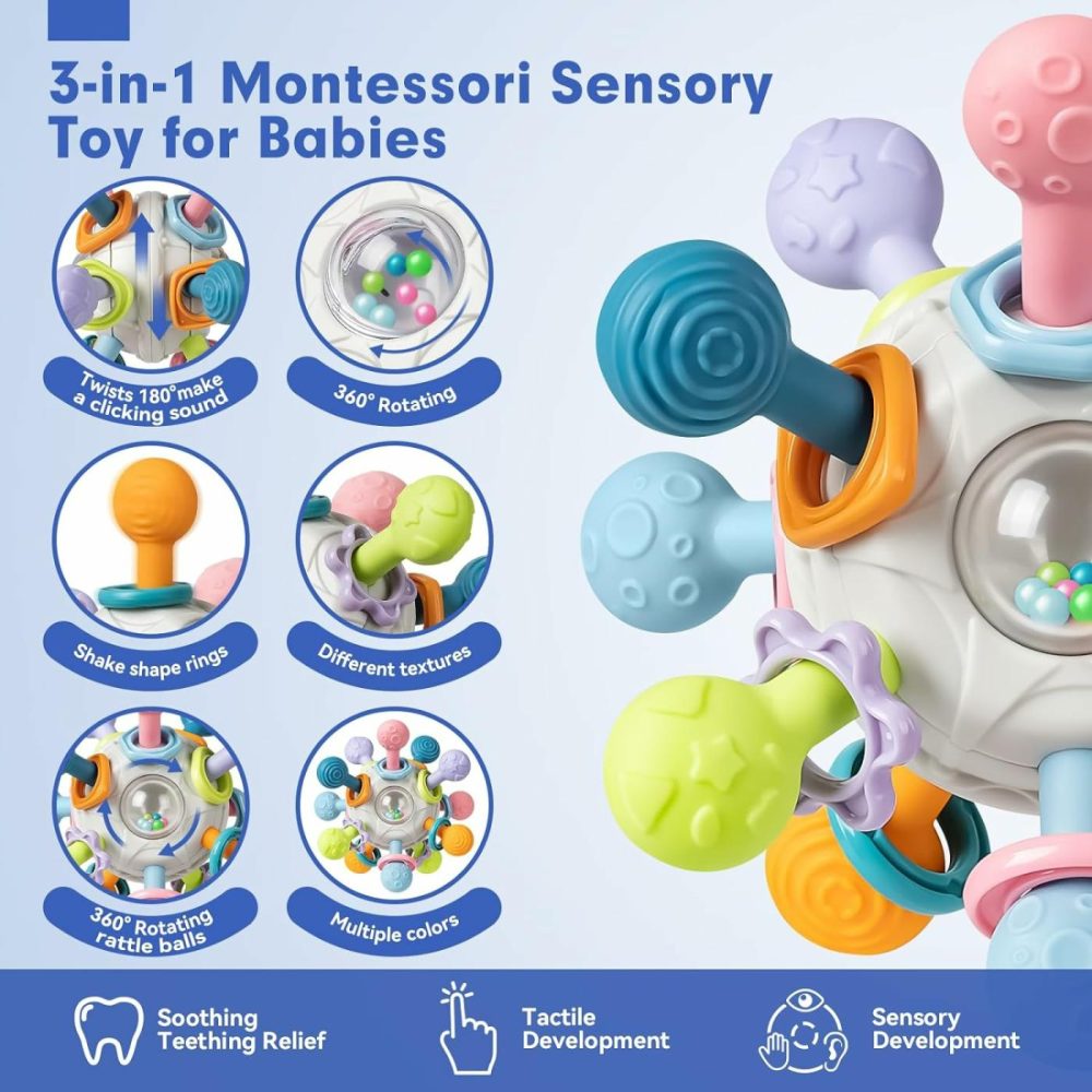 3 In 1 Montessori Toys For Babies 0-3-6-12 Months  Rattle Teether & Baby Blocks & Soft Stacking Rings  Sensory Developmental Education Toys,Gift For Toddler Baby 0-3-6-12-18 Months  |  Sorting & Stacking Toys All Toys Sorting & Stacking Toys