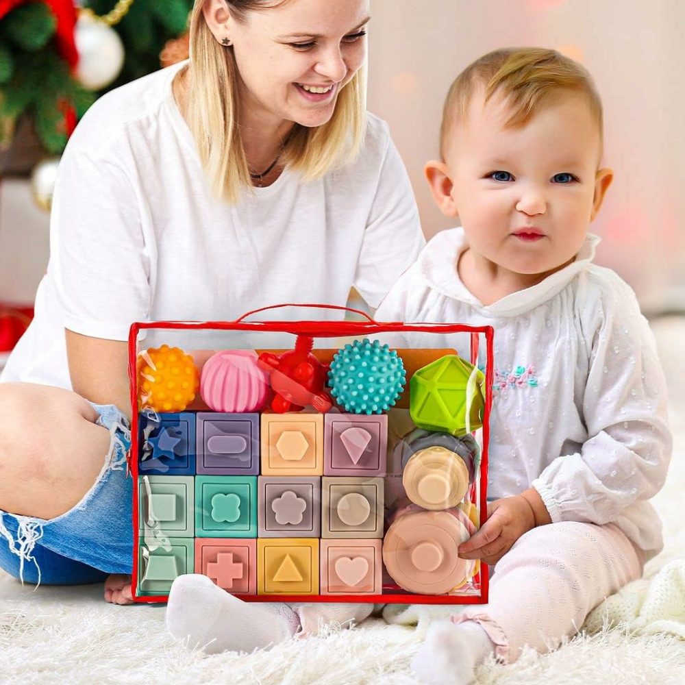 3 In 1 Montessori Toys For Babies 0-3-6-12 Months  Soft Baby Teething Toys  Stacking Building Blocks For Infants  Sensory Developmental Education Toys For Toddler Baby 12-18 Months,23 Pcs  |  Sorting & Stacking Toys All Toys Sorting & Stacking Toys