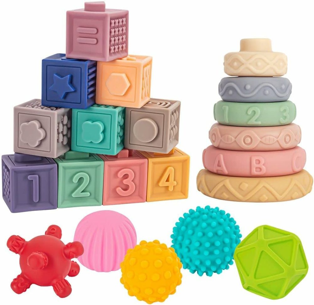 3 In 1 Montessori Toys For Babies 0-3-6-12 Months  Soft Baby Teething Toys  Stacking Building Blocks For Infants  Sensory Developmental Education Toys For Toddler Baby 12-18 Months,23 Pcs  |  Sorting & Stacking Toys All Toys Sorting & Stacking Toys