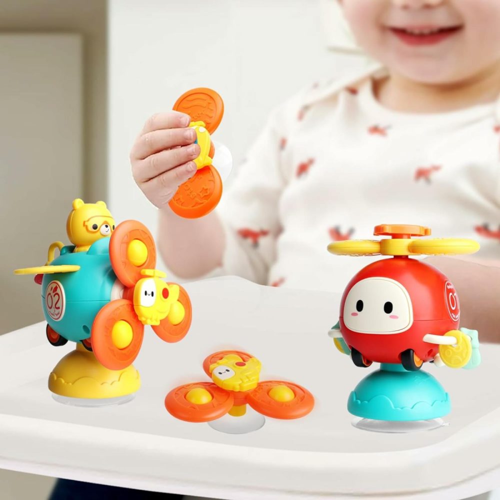 3-In-1 Spinner Toys High Chair Toy Table Toys For Kids  Car Toys And Helicopter Push Pull Toys Sucker Suction Toys For Child  Spinner Bath Toys For Baby Toddlers Infant  |  Bath Toys All Toys Bath Toys