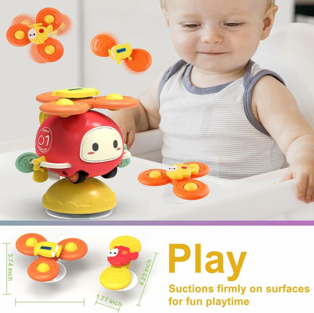 3-In-1 Spinner Toys High Chair Toy Table Toys For Kids  Car Toys And Helicopter Push Pull Toys Sucker Suction Toys For Child  Spinner Bath Toys For Baby Toddlers Infant  |  Bath Toys All Toys Bath Toys