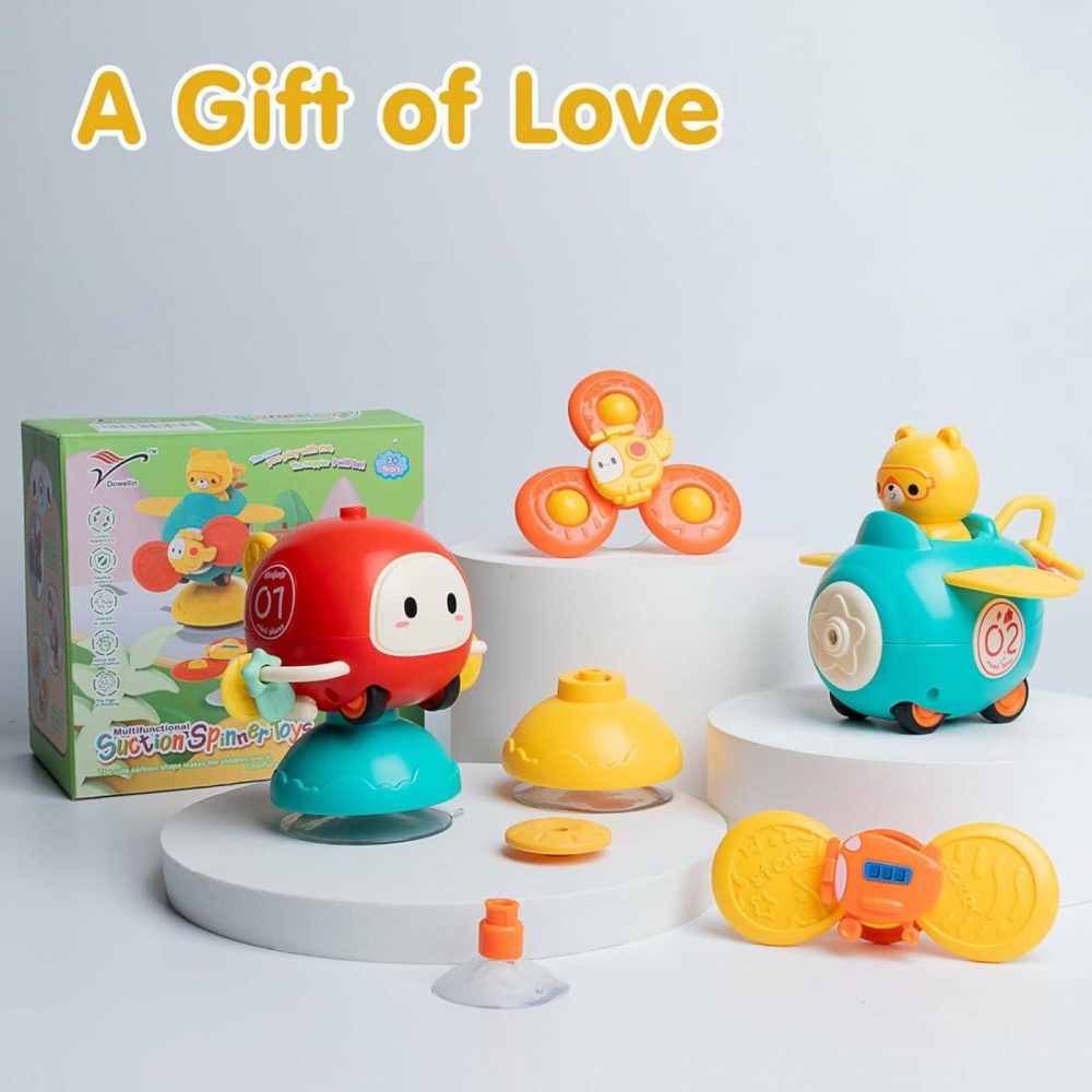 3-In-1 Spinner Toys High Chair Toy Table Toys For Kids  Car Toys And Helicopter Push Pull Toys Sucker Suction Toys For Child  Spinner Bath Toys For Baby Toddlers Infant  |  Bath Toys All Toys Bath Toys