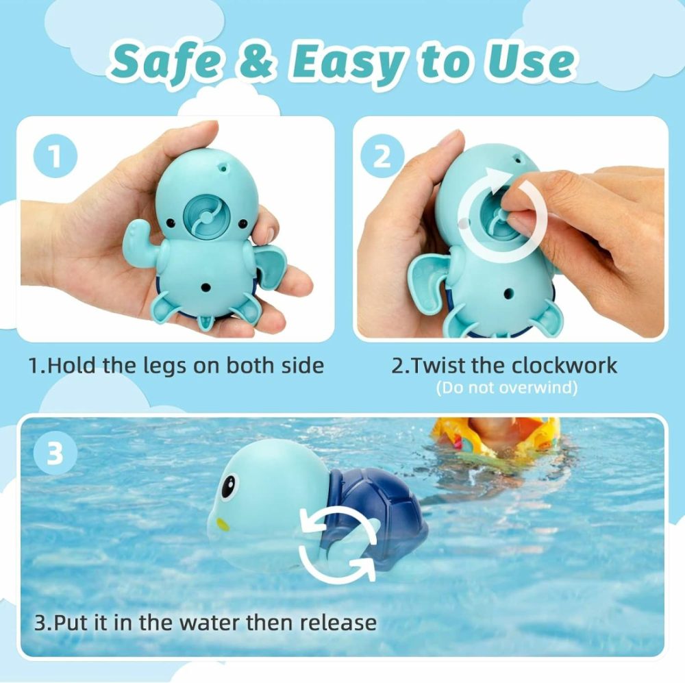 3 Pack Baby Bath Toys Swimming Turtle Water Bath Toys For Toddlers 1-3  Floating Wind Up Toys For 1-5 Year Old Boy Girls  New Born Baby Infant Bathtub Water Toys  Preschool Toddler Pool Toys  |  Bath Toys All Toys Bath Toys