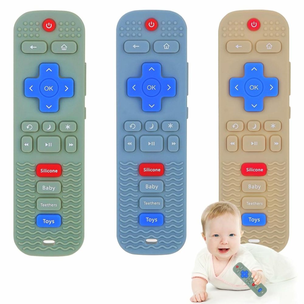 3 Pack Baby Teething Toys  Silicone Tv Remote Control Shape Teethers For Babies Toddler 0-24 Months Chew Toys  Teething Relief Baby Toys For Infants  Bpa Free Refrigerator Safe  |  Teethers All Toys Teethers