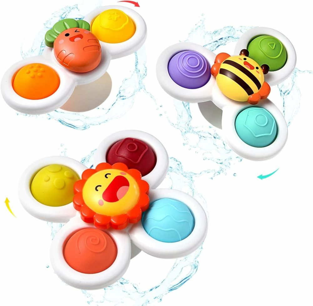 3 Pcs Suction Cup Spinner Toys  Baby Fidget Spinner Toy  Spinning Toys For Toddlers 1-3  Sensory Toys Early Education Toys Bathtub Toy Dining Chairs Toys  Birthday Gifts For Baby Boy Girl  |  Bath Toys All Toys Bath Toys