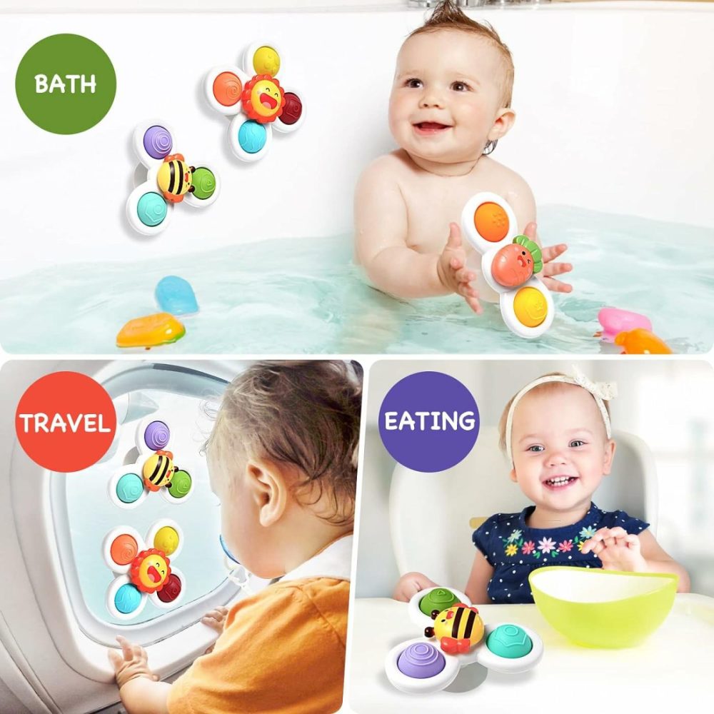 3 Pcs Suction Cup Spinner Toys  Baby Fidget Spinner Toy  Spinning Toys For Toddlers 1-3  Sensory Toys Early Education Toys Bathtub Toy Dining Chairs Toys  Birthday Gifts For Baby Boy Girl  |  Bath Toys All Toys Bath Toys