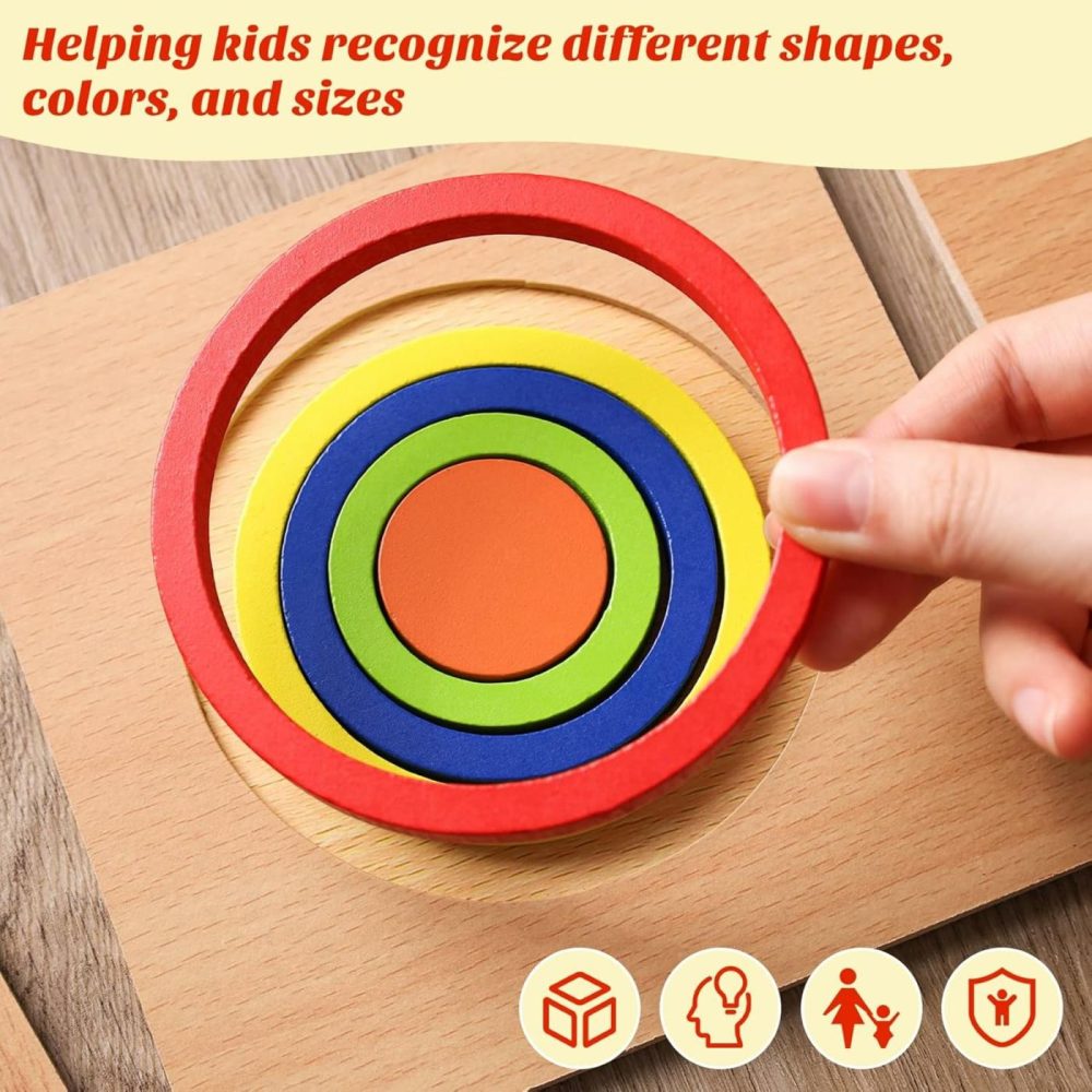 3 Sets Toddler Puzzles  Wooden Shape Sorting Puzzles Montessori Puzzles Preschool Wooden Sensory Toys Age 1-3  |  Sorting & Stacking Toys All Toys Sorting & Stacking Toys