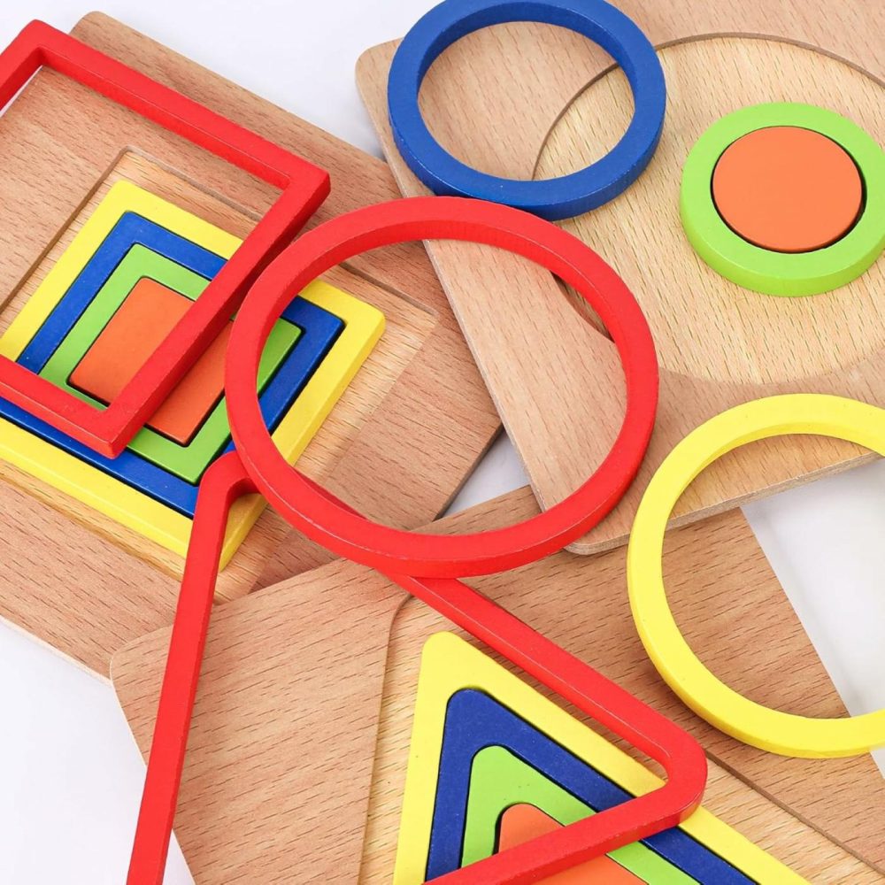 3 Sets Toddler Puzzles  Wooden Shape Sorting Puzzles Montessori Puzzles Preschool Wooden Sensory Toys Age 1-3  |  Sorting & Stacking Toys All Toys Sorting & Stacking Toys