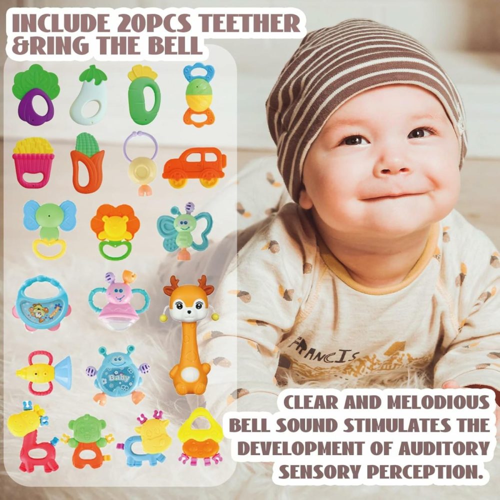 30 Pcs High Contrast Baby Toy Gift Set For Infants – Rattles  Teething Toys & Wrist Socks – Suitable For 6-12 Months – Perfect Baby Toys For Boys And Girls  |  Rattles & Plush Rings All Toys multicolored