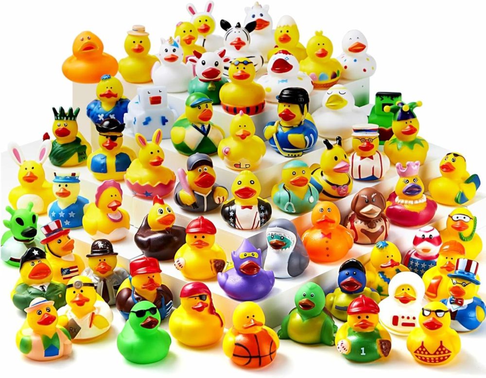 30 Pcs Rubber Ducks  Random Assortment Mini Rubber Duckie Toys With Mesh Carry Bag For Kids Baby Bath Shower Toys  Birthday Gifts  Summer Beach Pool Activity  Carnival  Holiday Party Favors  |  Bath Toys All Toys Bath Toys