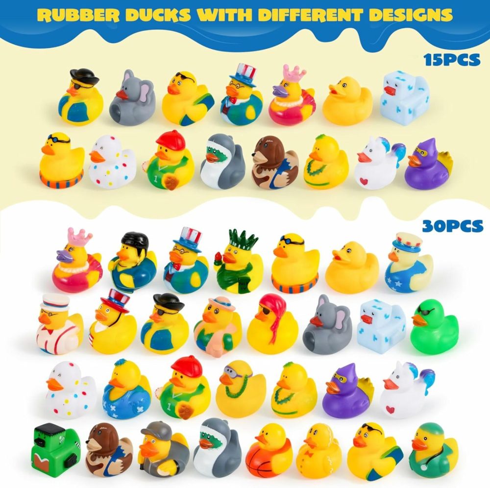 30 Pcs Rubber Ducks  Random Assortment Mini Rubber Duckie Toys With Mesh Carry Bag For Kids Baby Bath Shower Toys  Birthday Gifts  Summer Beach Pool Activity  Carnival  Holiday Party Favors  |  Bath Toys All Toys Bath Toys