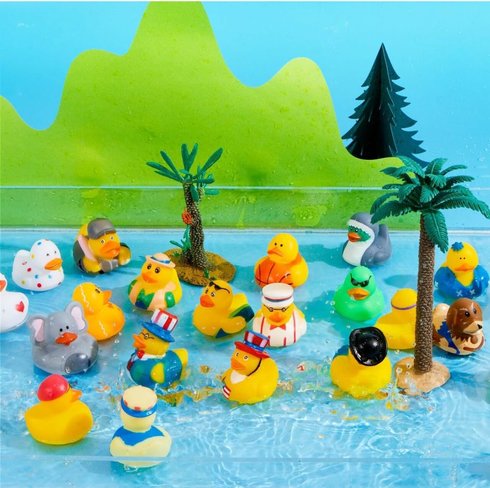 30 Pcs Rubber Ducks  Random Assortment Mini Rubber Duckie Toys With Mesh Carry Bag For Kids Baby Bath Shower Toys  Birthday Gifts  Summer Beach Pool Activity  Carnival  Holiday Party Favors  |  Bath Toys All Toys Bath Toys