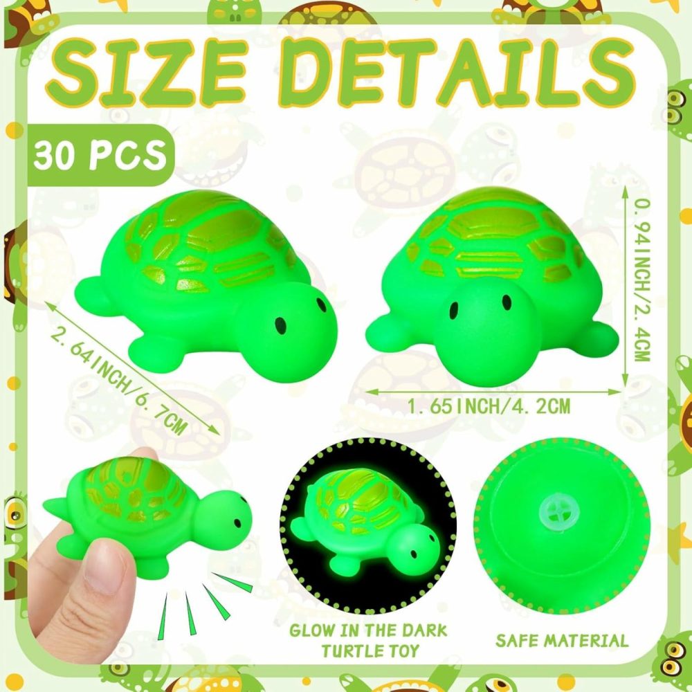 30 Pcs Turtle Rubber Bath Toys Glow In The Dark For Beach Pool Shower Play Floating Mini Sea Animal Toys Blue Squeezable Squeak Toys For Favors Carnival Decoration  |  Bath Toys All Toys Bath Toys