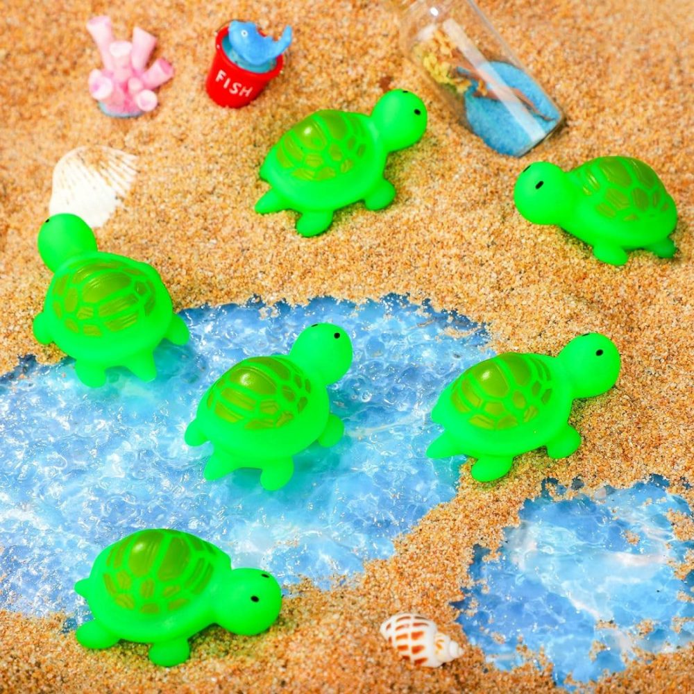 30 Pcs Turtle Rubber Bath Toys Glow In The Dark For Beach Pool Shower Play Floating Mini Sea Animal Toys Blue Squeezable Squeak Toys For Favors Carnival Decoration  |  Bath Toys All Toys Bath Toys