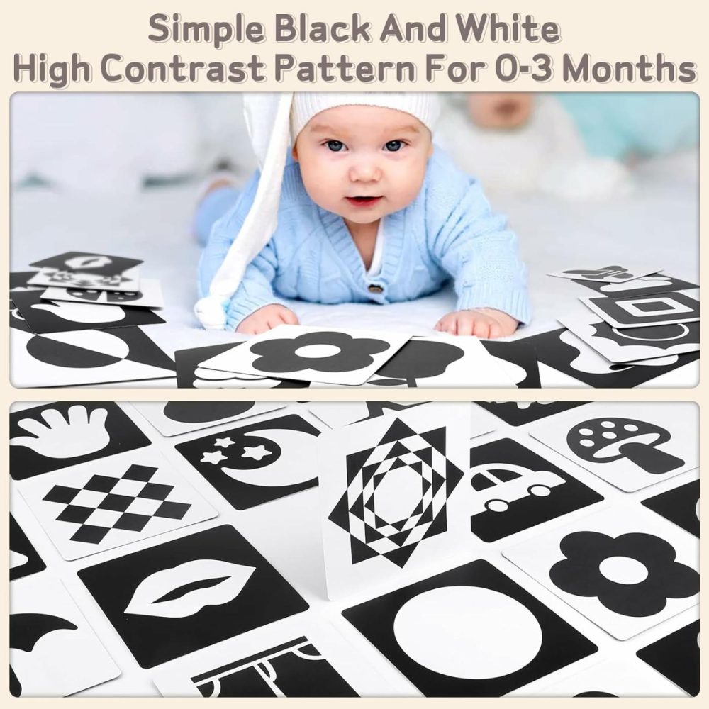 32 Pcs Black And White Sensory Toys For Babies,Montessori Toys For Babies,High Contrast Baby Toys For Toddlers Kids Early Learning Newborn Brain Development Toys Baby Gifts  |  Rattles & Plush Rings All Toys Rattles & Plush Rings