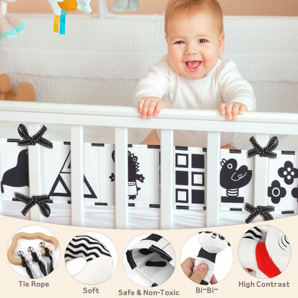 32 Pcs Black And White Sensory Toys For Babies,Montessori Toys For Babies,High Contrast Baby Toys For Toddlers Kids Early Learning Newborn Brain Development Toys Baby Gifts  |  Rattles & Plush Rings All Toys Rattles & Plush Rings