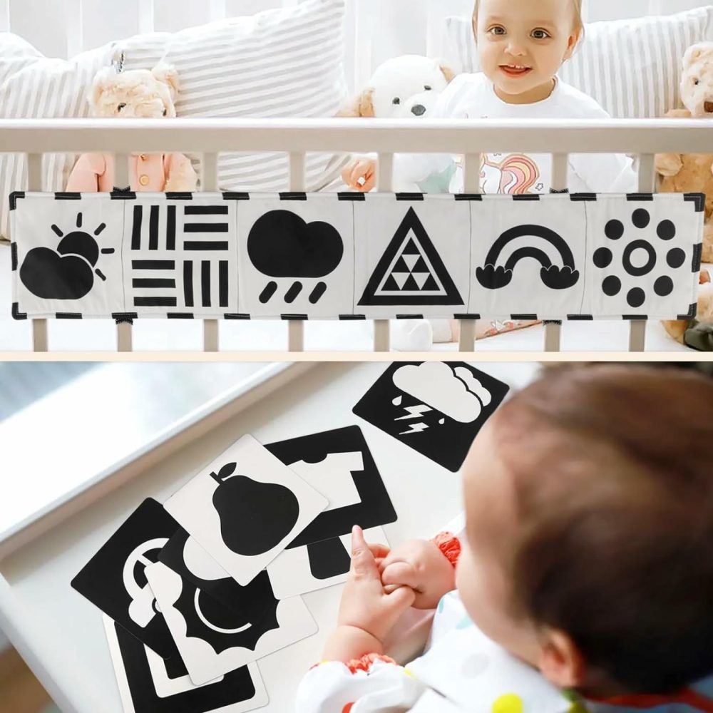 32 Pcs Black And White Sensory Toys For Babies,Montessori Toys For Babies,High Contrast Baby Toys For Toddlers Kids Early Learning Newborn Brain Development Toys Baby Gifts  |  Rattles & Plush Rings All Toys Rattles & Plush Rings