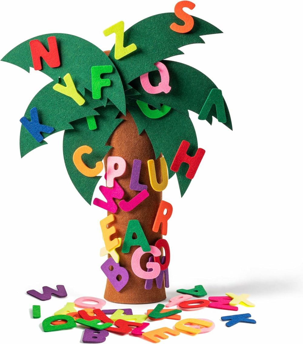 34Pcs Tree And Letter Props Freestanding Coconut Tree Toy Felt Alphabet Game Increase Interest Learning Enhance Hands-On Skills Game Teaching Toy Gifts For Toddlers Kids Early Education  |  Sorting & Stacking Toys All Toys Sorting & Stacking Toys