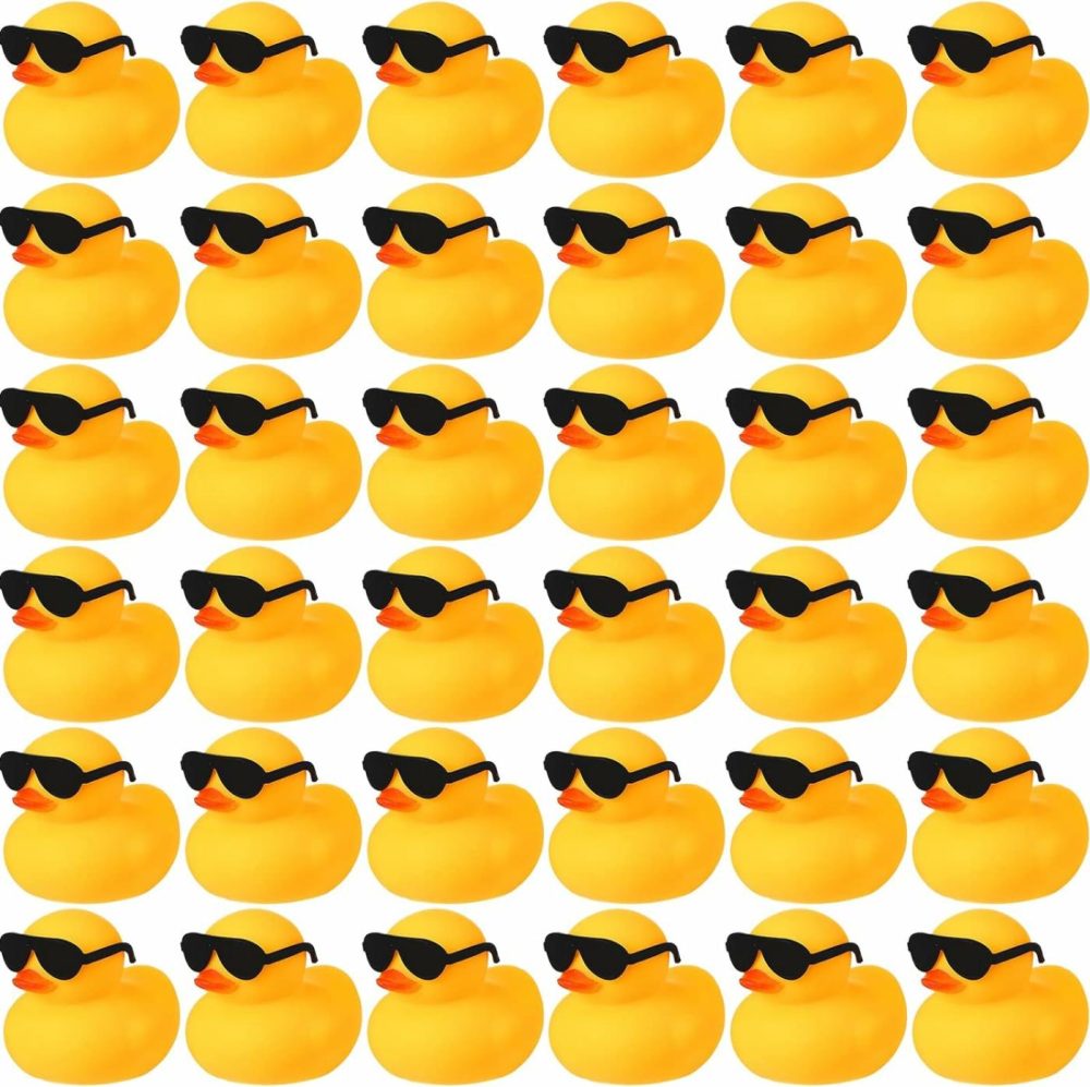 36 Pcs Mini Rubber Ducks With 36 Sunglasses Rubber Ducks In Bulk Bathtub Duckies Toys For Kids Christmas Valentine’s Day Gifts Birthday Party Favors Cruise(Yellow  Duck With Sunglasses)  |  Bath Toys All Toys Bath Toys