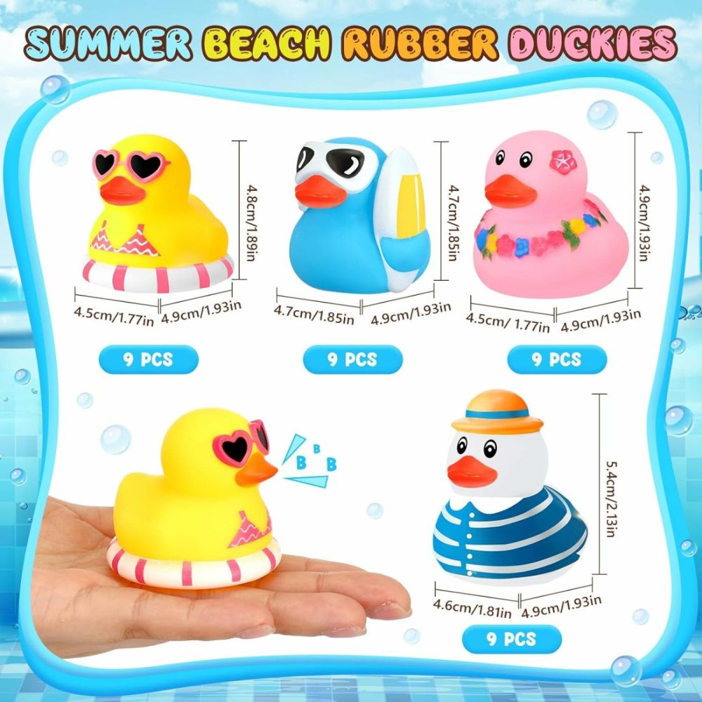 36 Pcs Summer Beach Rubber Duckies Mini Rubber Duck Bath Toys Funny Float Bathtub Squeaky Ducky For Pool Water Activity Summer Baby Shower Classroom Birthday Party Favors (Colorful)  |  Bath Toys All Toys Bath Toys