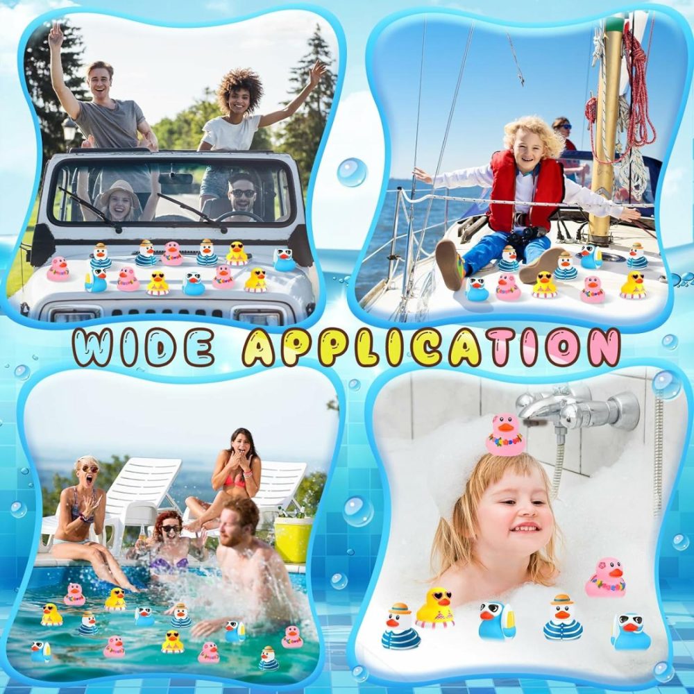 36 Pcs Summer Beach Rubber Duckies Mini Rubber Duck Bath Toys Funny Float Bathtub Squeaky Ducky For Pool Water Activity Summer Baby Shower Classroom Birthday Party Favors (Colorful)  |  Bath Toys All Toys Bath Toys