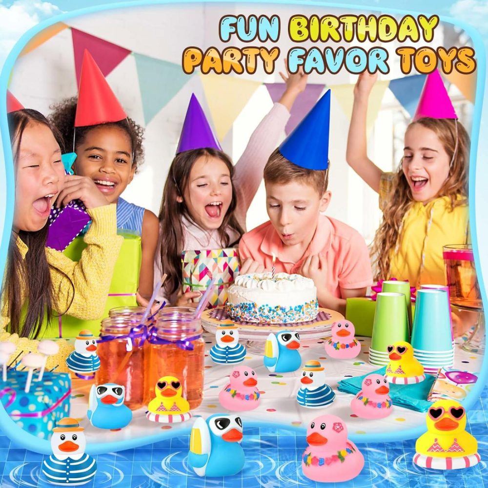 36 Pcs Summer Beach Rubber Duckies Mini Rubber Duck Bath Toys Funny Float Bathtub Squeaky Ducky For Pool Water Activity Summer Baby Shower Classroom Birthday Party Favors (Colorful)  |  Bath Toys All Toys Bath Toys