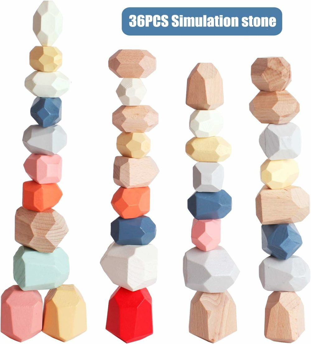 36 Pcs Wooden Sorting Stacking Rocks Stones,Sensory Toddler Toys Learning Montessori Toys  Building Blocks Game For Kids 3 4 5 6 Years Boy And Girl Birthday Gifts For Kids  |  Sorting & Stacking Toys All Toys Sorting & Stacking Toys