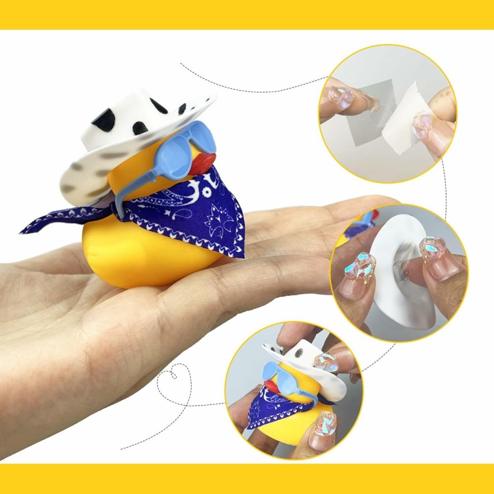 36 Sets Cowboy Ducks With Mini Hat Scarf And Sunglasses Mini Bath Duck Toys For Birthday Swimming Party Gift Favor Decorations  |  Bath Toys All Toys Bath Toys