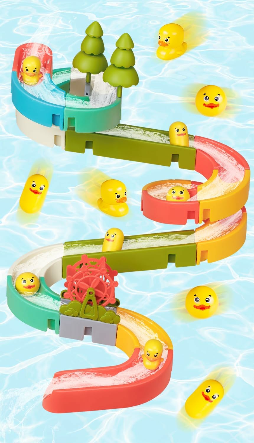 38 Pcs Duck Slide Toys  Bath Toys For Kids Ages 4-8  Diy Building Kit For Ages 5-7  Bathtub Time Birthday Gifts For Toddler 3 + Year Old  |  Bath Toys All Toys Bath Toys