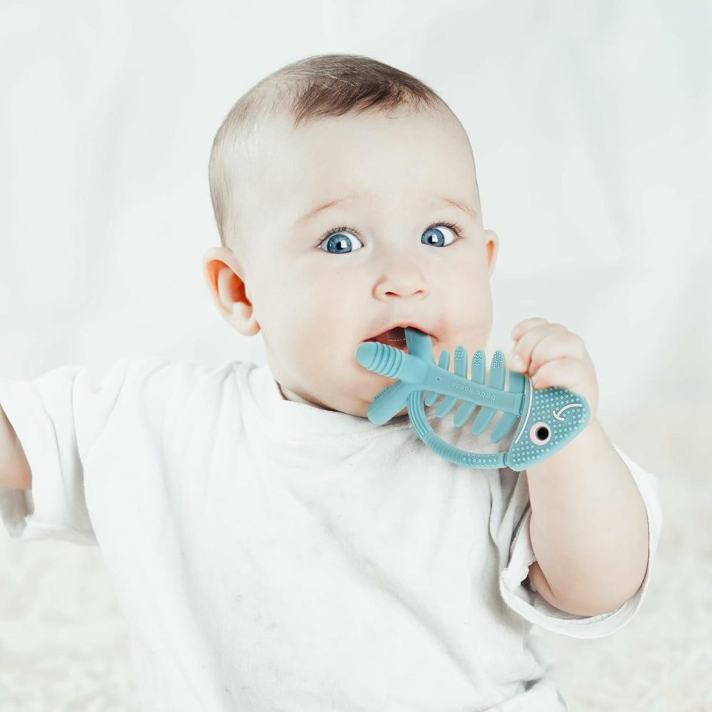 3D Fish Teething Toys For Babies 0-6 Months Baby Teether Ring 100% Silicone  Infant Newborn Toys For Teething Relief  Brain Development For Babies,Toddlers  Usa Patent Pending(1-Turquoise/Light Blue)  |  Teethers All Toys 1-Turquoise/Light Blue