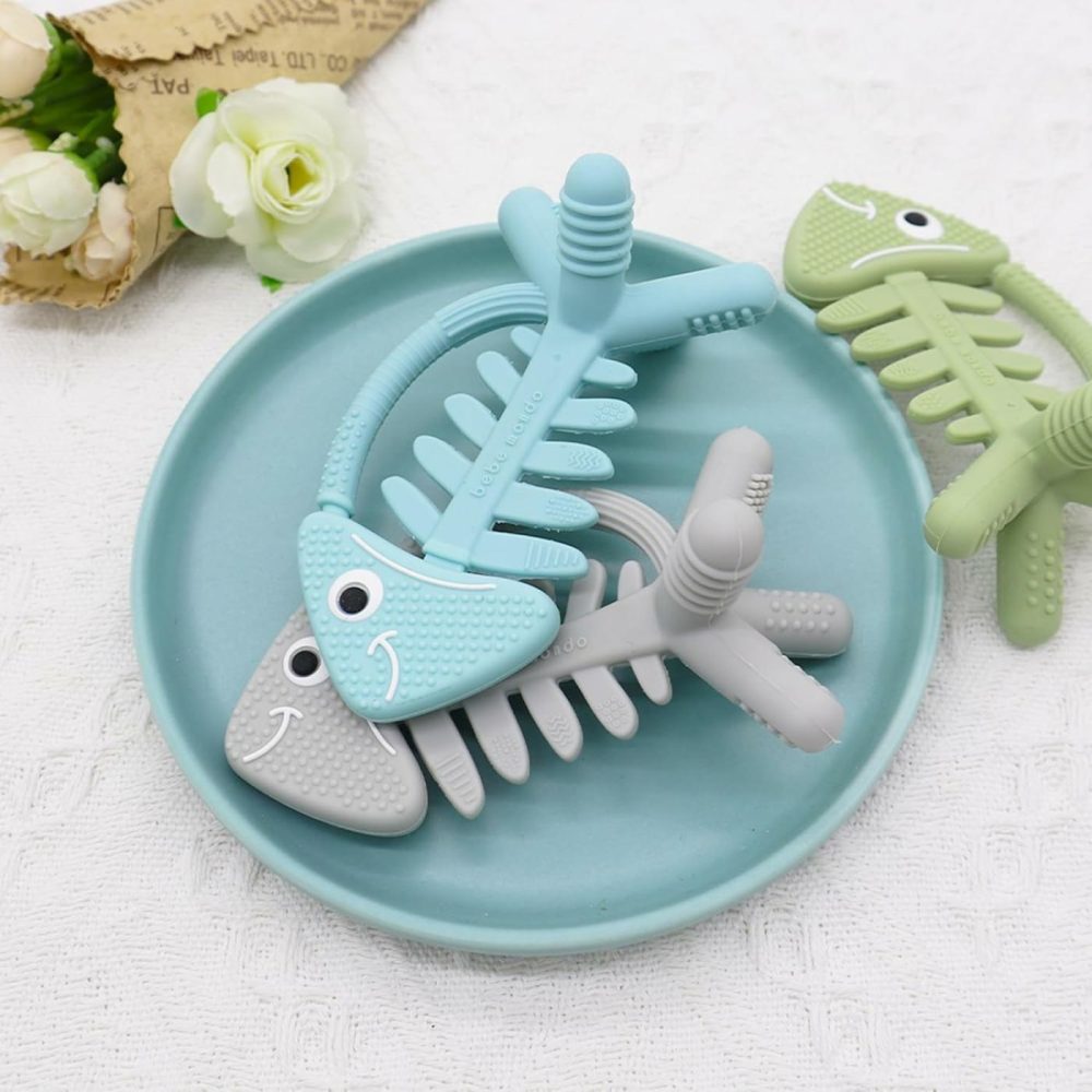 3D Fish Teething Toys For Babies 0-6 Months Baby Teether Ring 100% Silicone  Infant Newborn Toys For Teething Relief  Brain Development For Babies,Toddlers  Usa Patent Pending(1-Turquoise/Light Blue)  |  Teethers All Toys 1-Turquoise/Light Blue