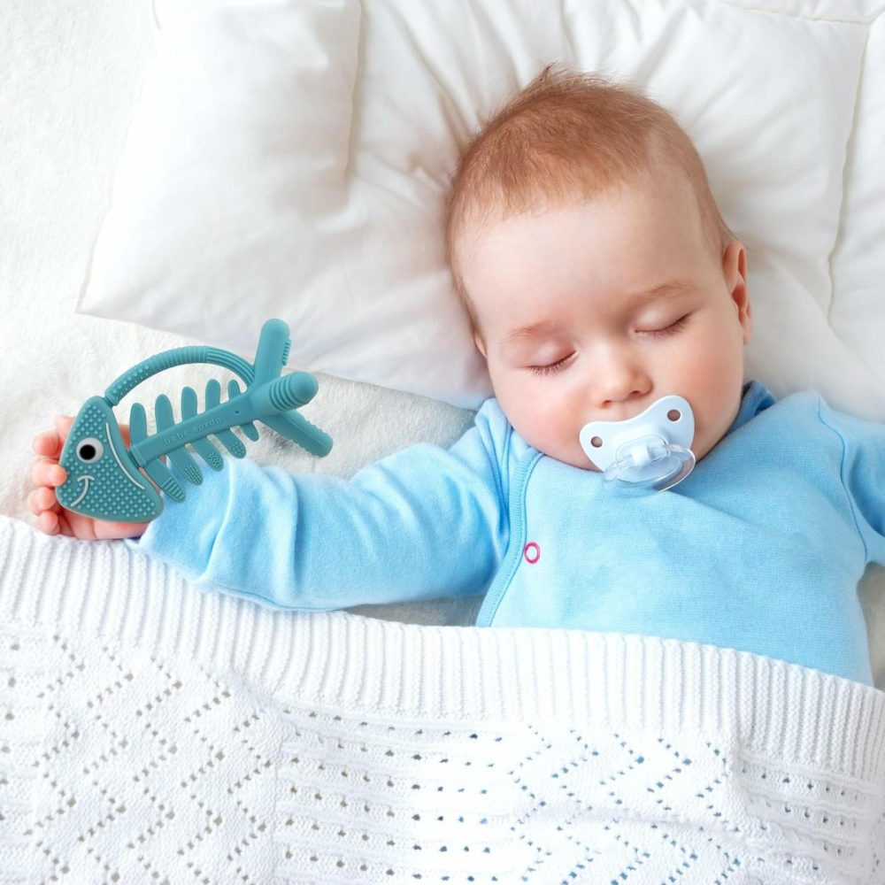 3D Fish Teething Toys For Babies 0-6 Months Baby Teether Ring 100% Silicone  Infant Newborn Toys For Teething Relief  Brain Development For Babies,Toddlers  Usa Patent Pending(1-Turquoise/Light Blue)  |  Teethers All Toys 1-Turquoise/Light Blue