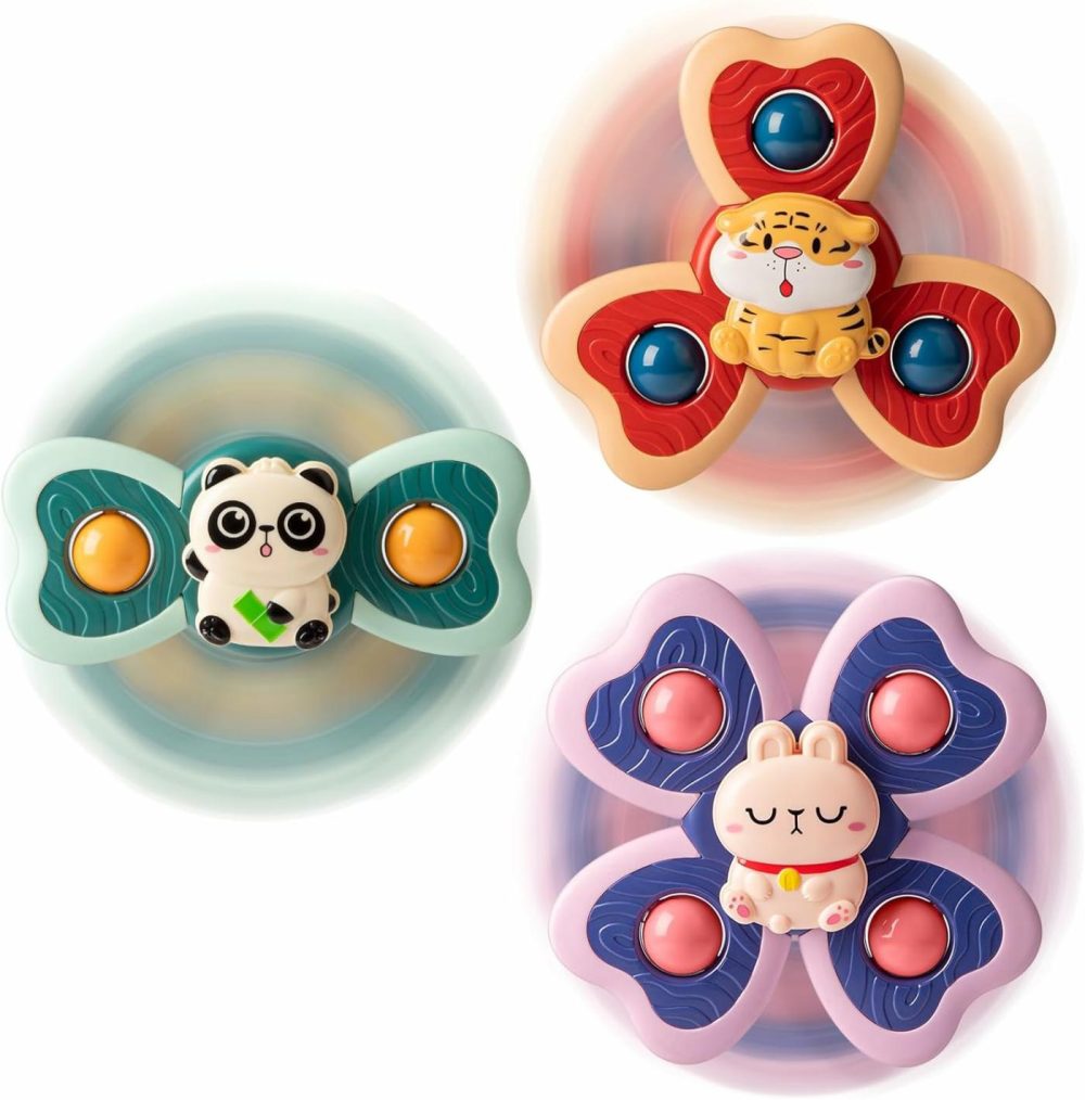 3Pcs Animal Suction Cup Spinner Toys For 1 2 Year Old Boys Spinning Toys Baby Toys 12-18 Months Sensory Toys For Toddlers 1-3 First Birthday Baby Gifts For 1 Year Old Girls  |  Spinning Tops All Toys Spinning Tops