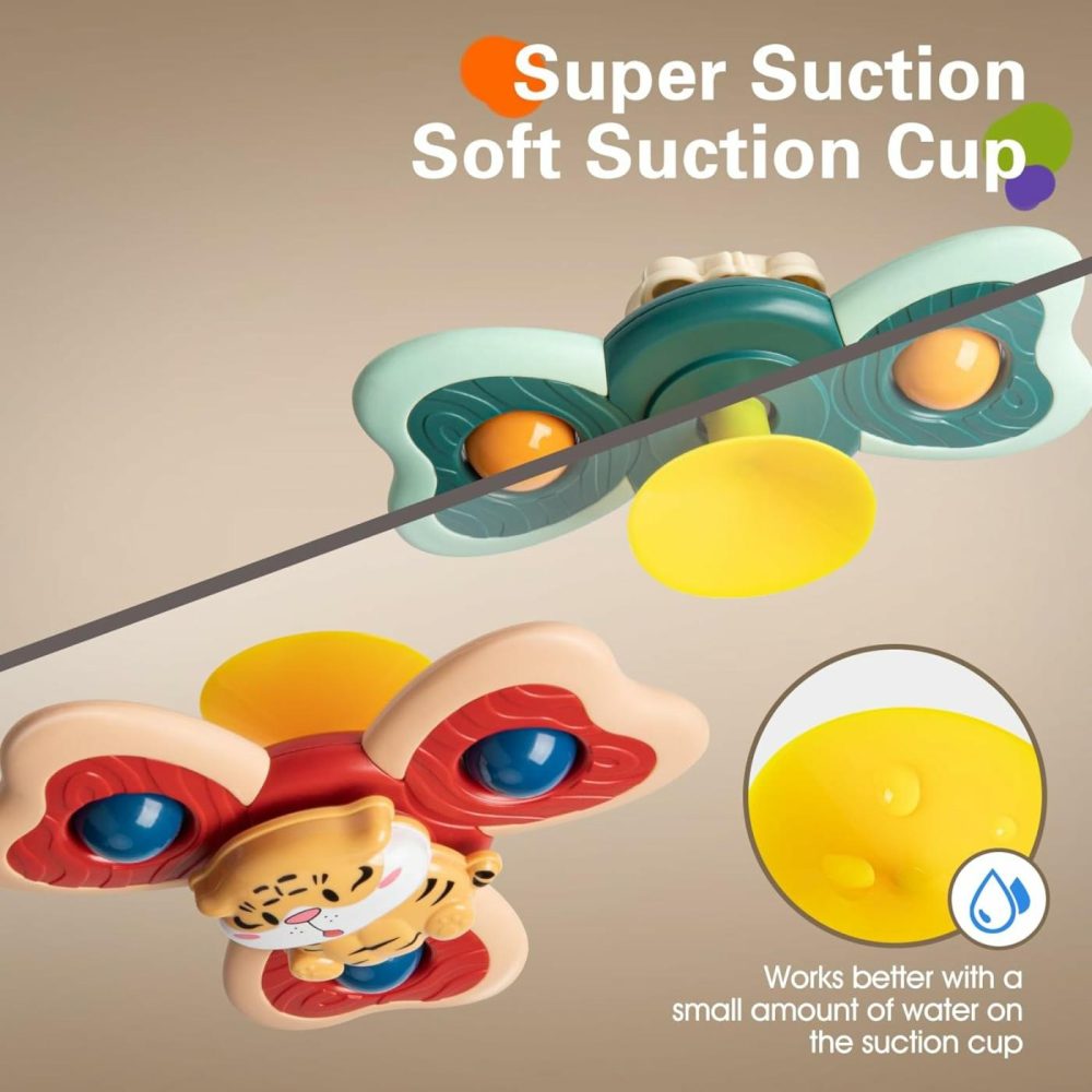 3Pcs Animal Suction Cup Spinner Toys For 1 2 Year Old Boys Spinning Toys Baby Toys 12-18 Months Sensory Toys For Toddlers 1-3 First Birthday Baby Gifts For 1 Year Old Girls  |  Spinning Tops All Toys Spinning Tops