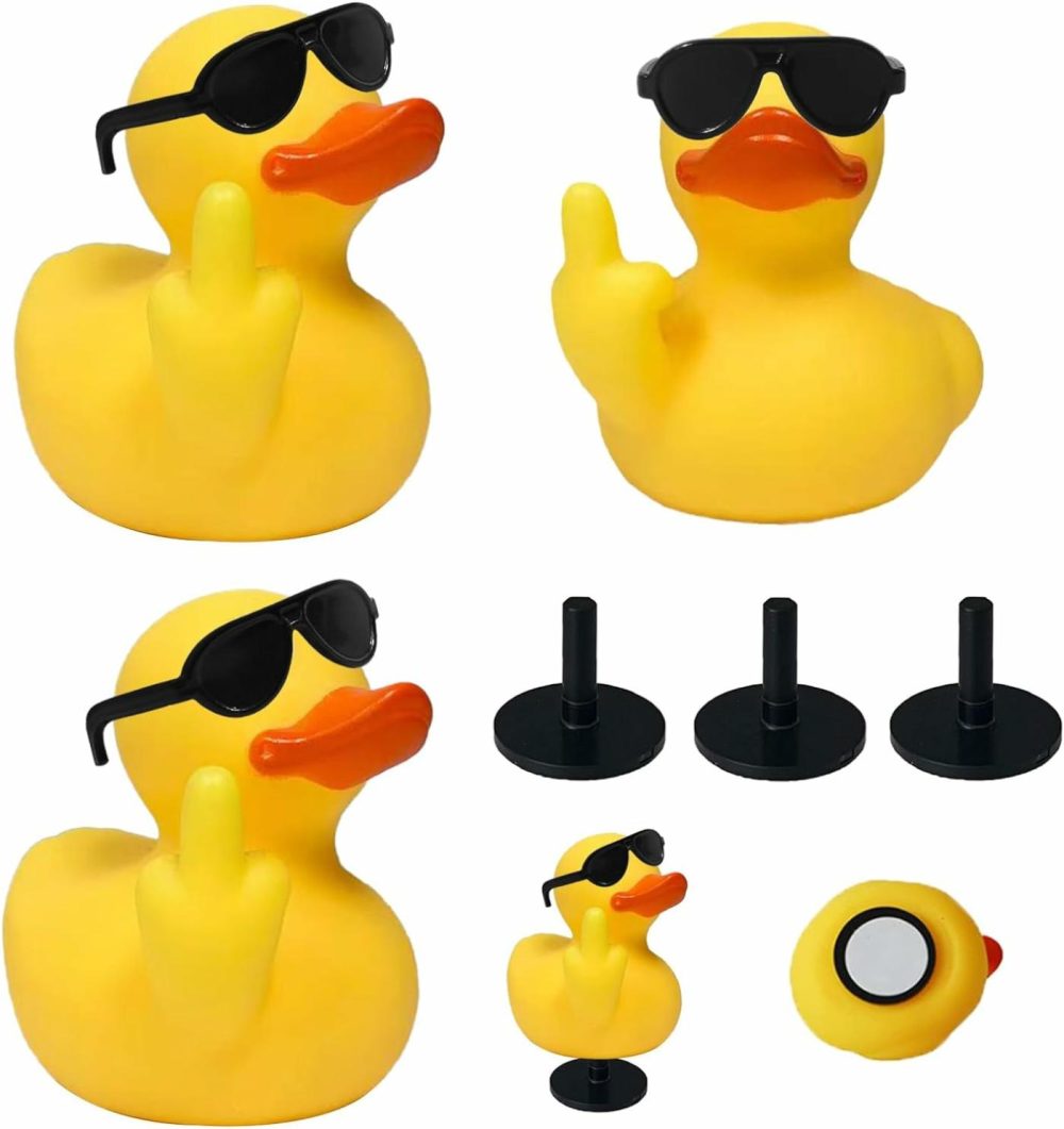 3Pcs Middle Finger Duck,Unique Rubber Ducks  Jeep Rubber Ducks With Sunglasses For Bathroom Car Dashboard Decoration Home Ornament Creative Gift…  |  Bath Toys All Toys Bath Toys