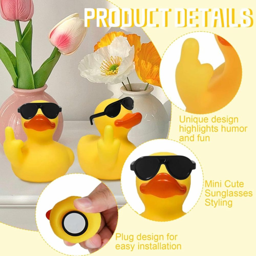 3Pcs Middle Finger Duck,Unique Rubber Ducks  Jeep Rubber Ducks With Sunglasses For Bathroom Car Dashboard Decoration Home Ornament Creative Gift…  |  Bath Toys All Toys Bath Toys