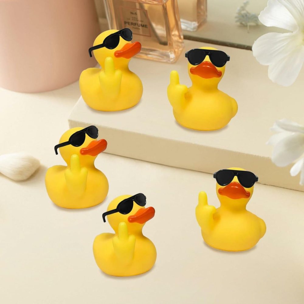 3Pcs Middle Finger Duck,Unique Rubber Ducks  Jeep Rubber Ducks With Sunglasses For Bathroom Car Dashboard Decoration Home Ornament Creative Gift…  |  Bath Toys All Toys Bath Toys