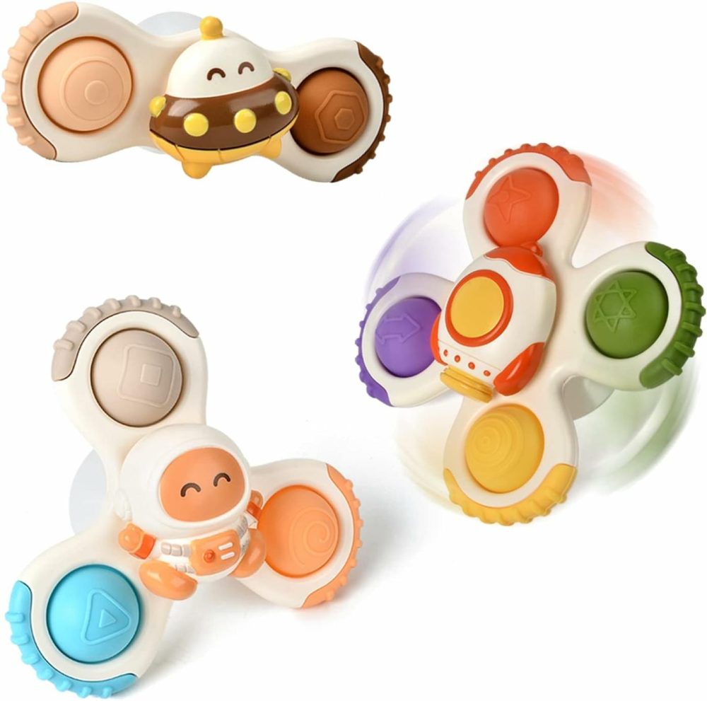 3Pcs Pop Up Suction Cup Spinner Toys For 1 Year Old Boy Girl|Novelty Spinning Tops Toddler Toys Age 1-2|Sensory Baby Bath Toys For Toddlers 1-3|6 12 18 Months Boy Birthday Gift For Infant  |  Bath Toys All Toys Bath Toys