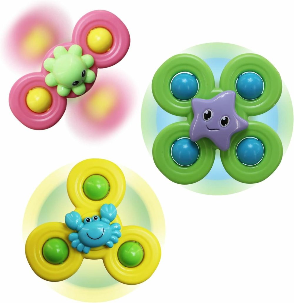 3Pcs Suction Cup Spinner Toys For 1 Year Old Baby Boy,Novelty Spinning Tops Bath Toys For Toddlers Kids Age 1-3 Sensory Baby Toys Girl Boy Birthday Gift (Ocean 3Pcs)  |  Bath Toys All Toys Bath Toys