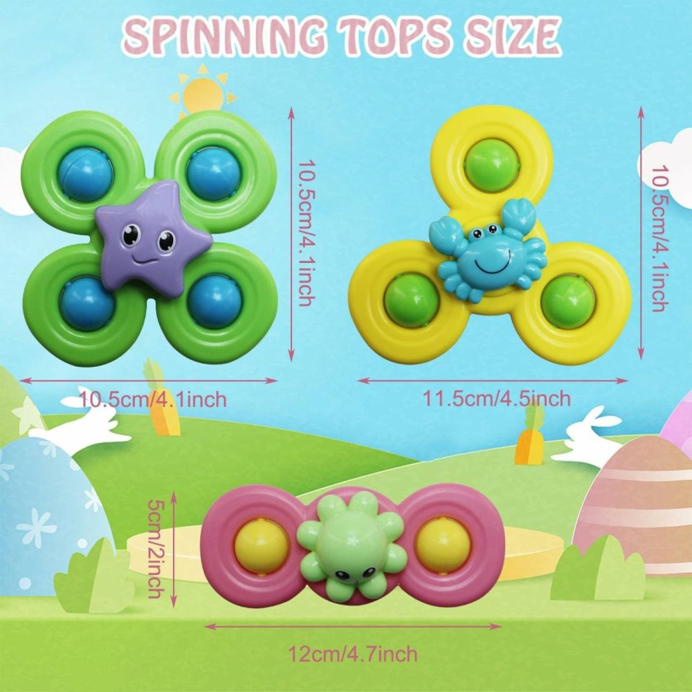 3Pcs Suction Cup Spinner Toys For 1 Year Old Baby Boy,Novelty Spinning Tops Bath Toys For Toddlers Kids Age 1-3 Sensory Baby Toys Girl Boy Birthday Gift (Ocean 3Pcs)  |  Bath Toys All Toys Bath Toys