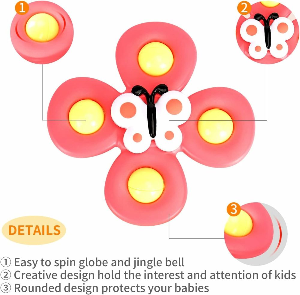 3Pcs Suction Cup Spinner Toys For 1 Year Old Boy Girl|Spinning Top Baby Toys 6 12 18 Months|1 2 Year Old Boy Birthday Gift|Baby Bath Toys For Kids Ages 1-3|Sensory Toys For Toddlers 1-3  |  Spinning Tops All Toys Spinning Tops